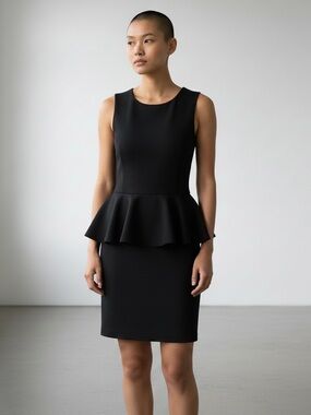 French Atmosphere Women’s Black Sleeveless Dress Size L mini Skirt Stretchy